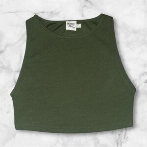 Princess Polly Green Fitted Crop Tank Top